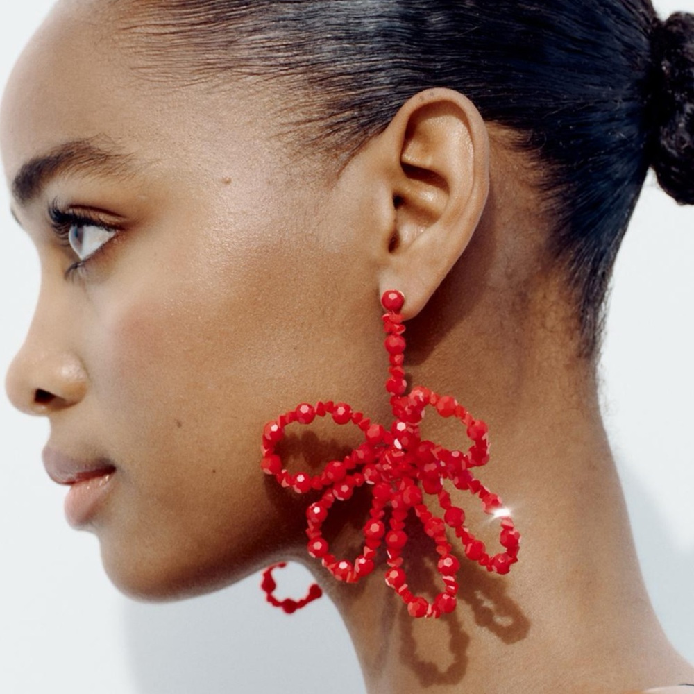 Flower Shaped Metal Drop Earrings with Colorful Beads